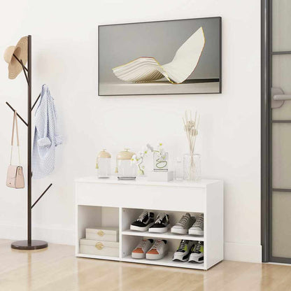 Shoe Bench Engineered Wood White 80 x 30 x 45 cm