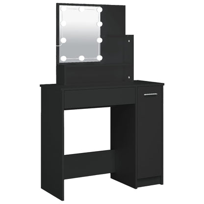 vidaXL Dressing Table with LED Black 86.5x35x136 cm