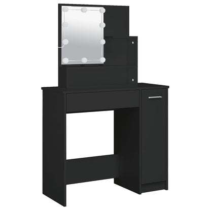 vidaXL Dressing Table with LED Black 86.5x35x136 cm