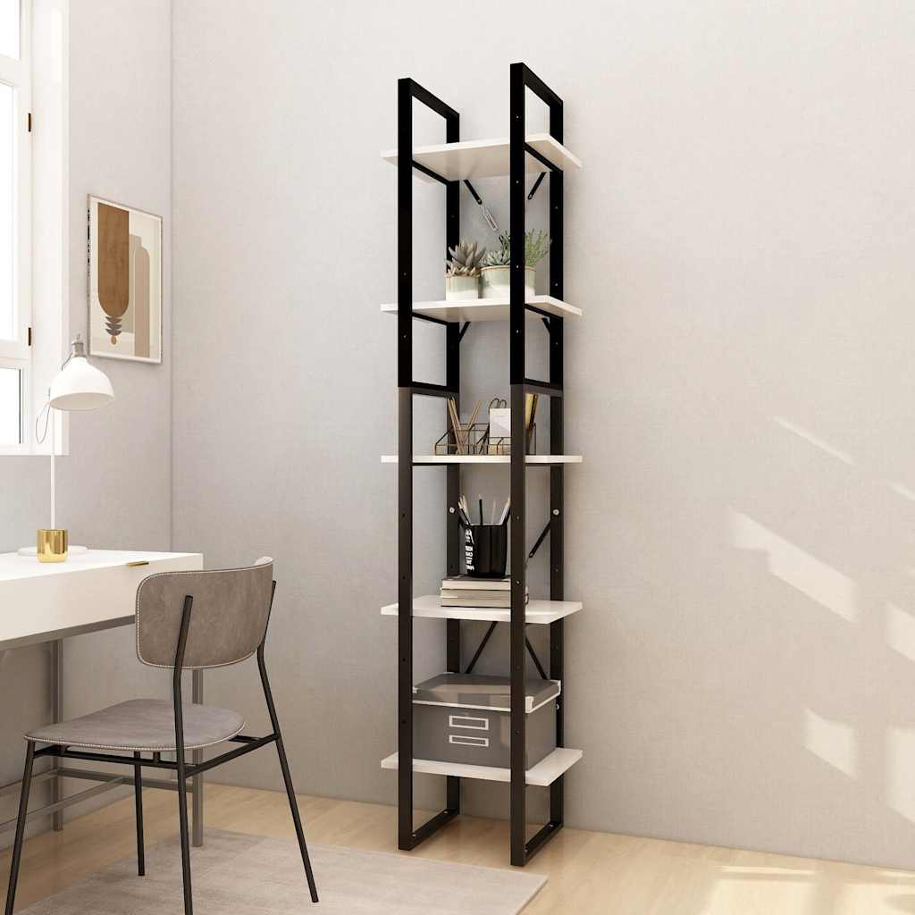 5-Tier Book Cabinet 40x30x175 cm Solid Wood Pine White 40 cm
