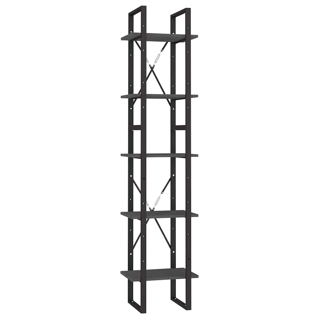 5-Tier Book Cabinet 40x30x175 cm Solid Wood Pine Grey 40 cm