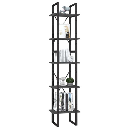 5-Tier Book Cabinet 40x30x175 cm Solid Wood Pine Grey 40 cm