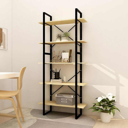 5-Tier Book Cabinet 40x30x175 cm Solid Wood Pine Black and light brown 80 cm