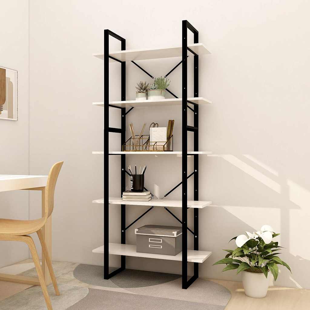5-Tier Book Cabinet 40x30x175 cm Solid Wood Pine White 80 cm