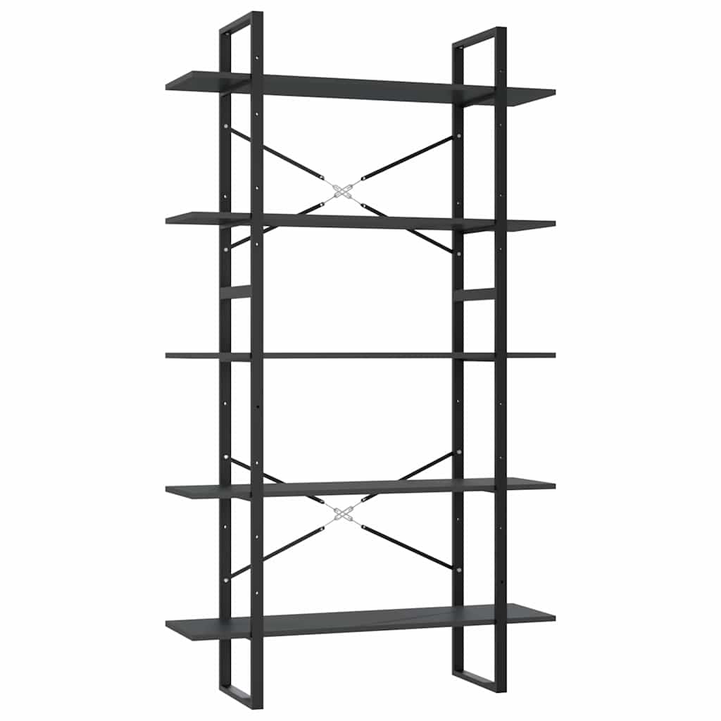 5-Tier Book Cabinet 100x30x175 cm Engineered Wood Grey