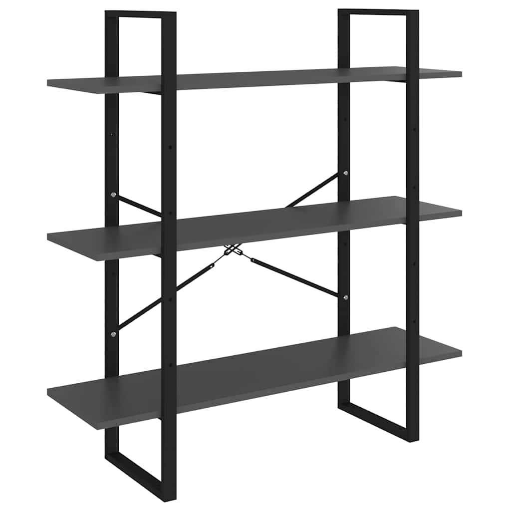 5-Tier Book Cabinet 100x30x175 cm Engineered Wood Grey