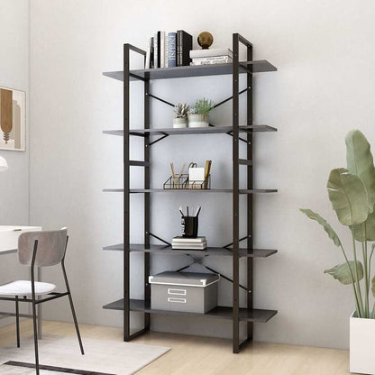 5-Tier Book Cabinet 100x30x175 cm Engineered Wood Grey