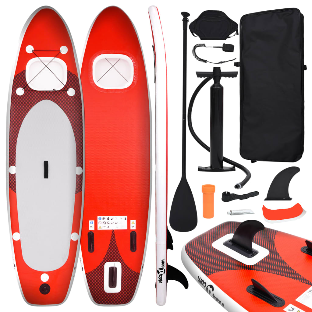 vidaXL Inflatable Stand Up Paddle Board Set Red 300x76x10 cm