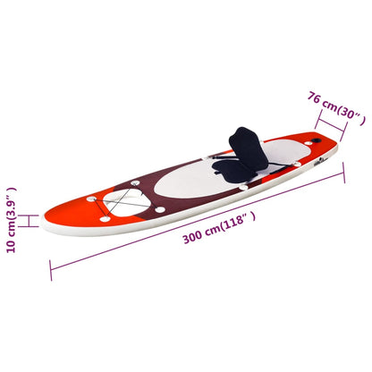 vidaXL Inflatable Stand Up Paddle Board Set Red 300x76x10 cm