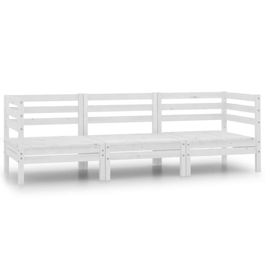 vidaXL 3 Piece Garden Lounge Set Solid Pinewood White