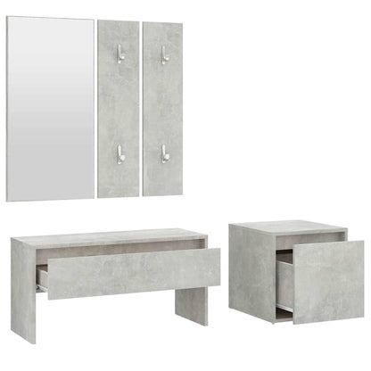Hallway Furniture Set Engineered Wood Concrete grey