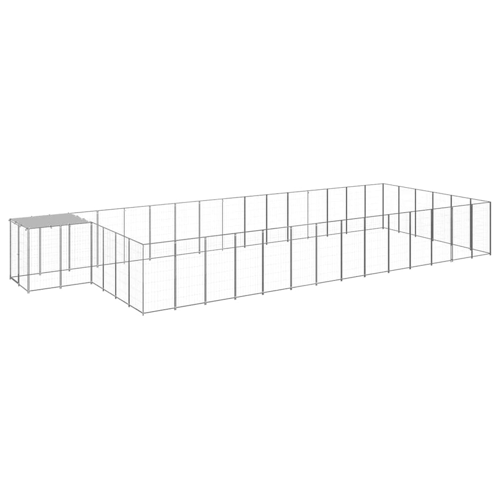 vidaXL Dog Kennel | Silver and Silver Grey | PE, powder-coated steel | Large
