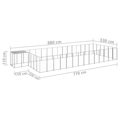 vidaXL Dog Kennel | Silver and Silver Grey | PE, powder-coated steel | Large 6