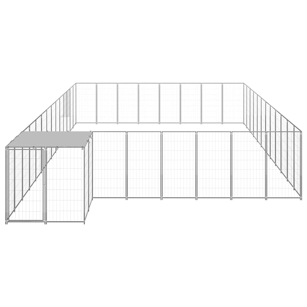 vidaXL Dog Kennel | Silver, Silver Grey | PE | Large | Dog Kennel | Rectangular 2