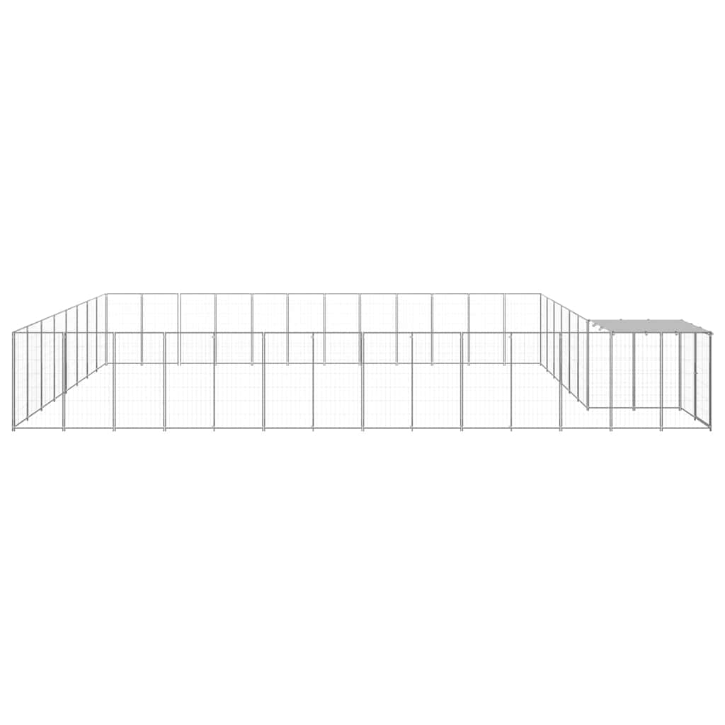 vidaXL Dog Kennel | Silver, Silver Grey | PE | Large | Dog Kennel | Rectangular 3