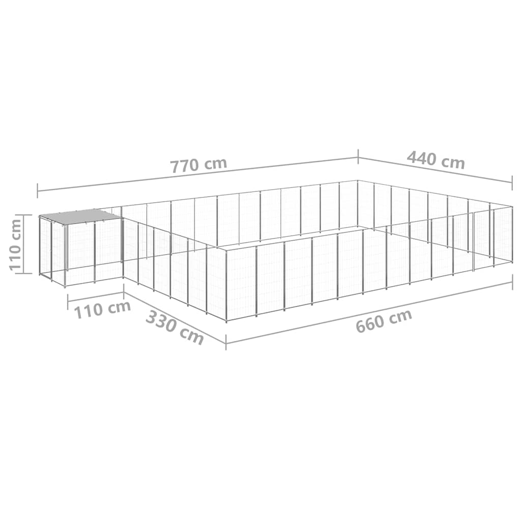 vidaXL Dog Kennel | Silver, Silver Grey | PE | Large | Dog Kennel | Rectangular 6