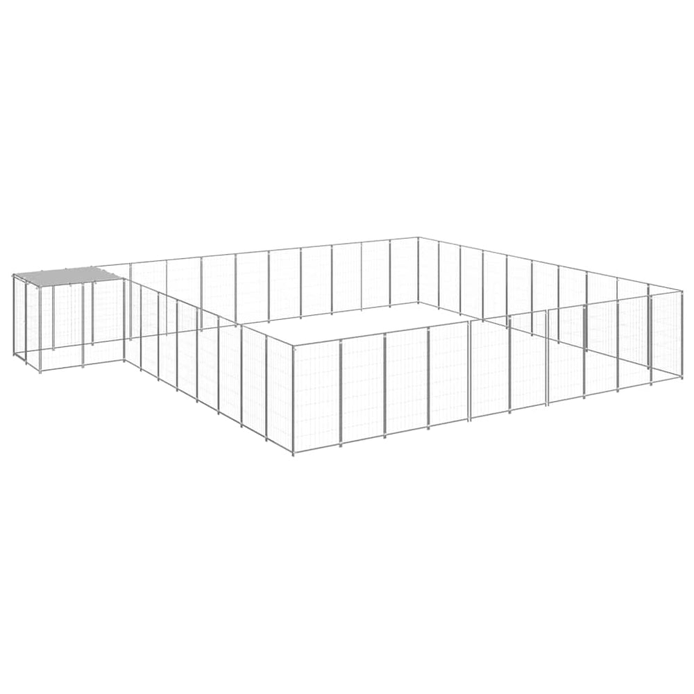 vidaXL Dog Kennel | Silver, Silver Grey | Polyethylene, Powder-Coated Steel