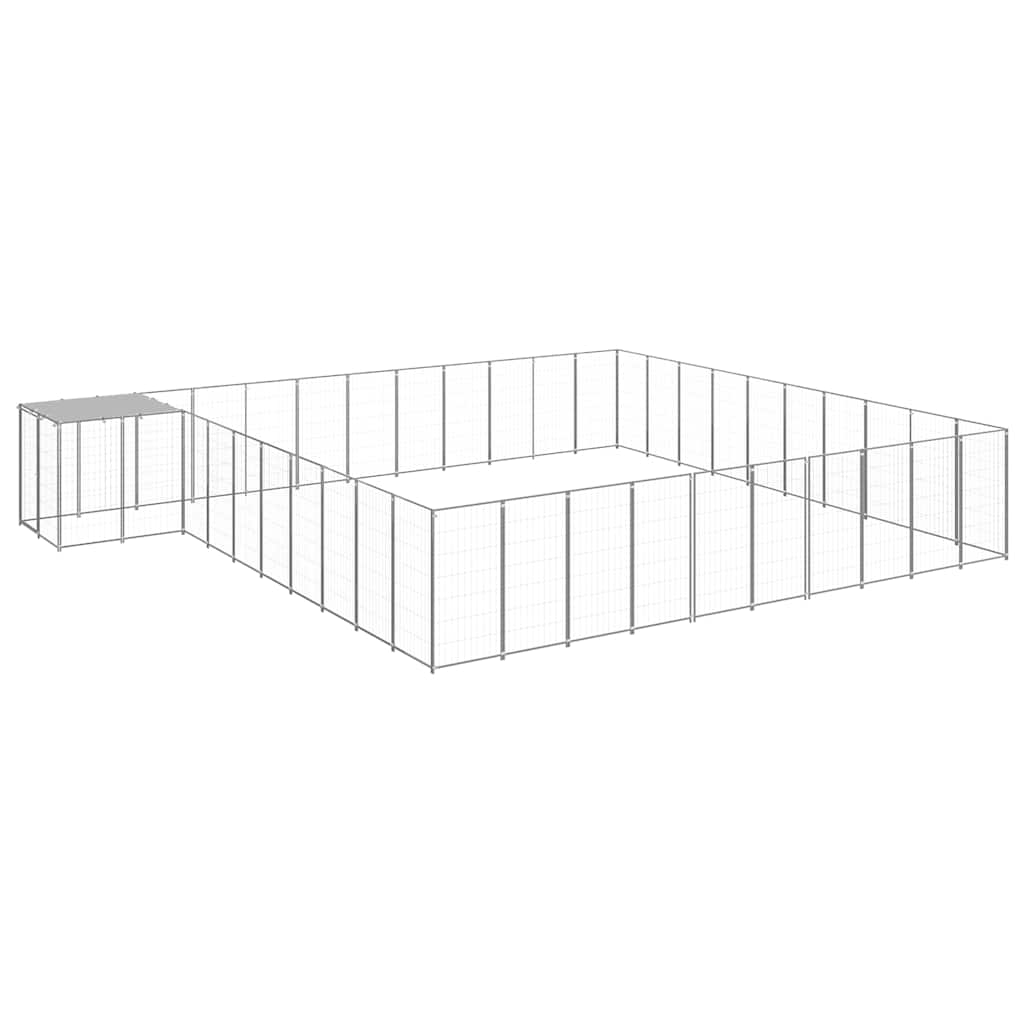 vidaXL Dog Kennel | Silver, Silver Grey | Polyethylene, Powder-Coated Steel 1