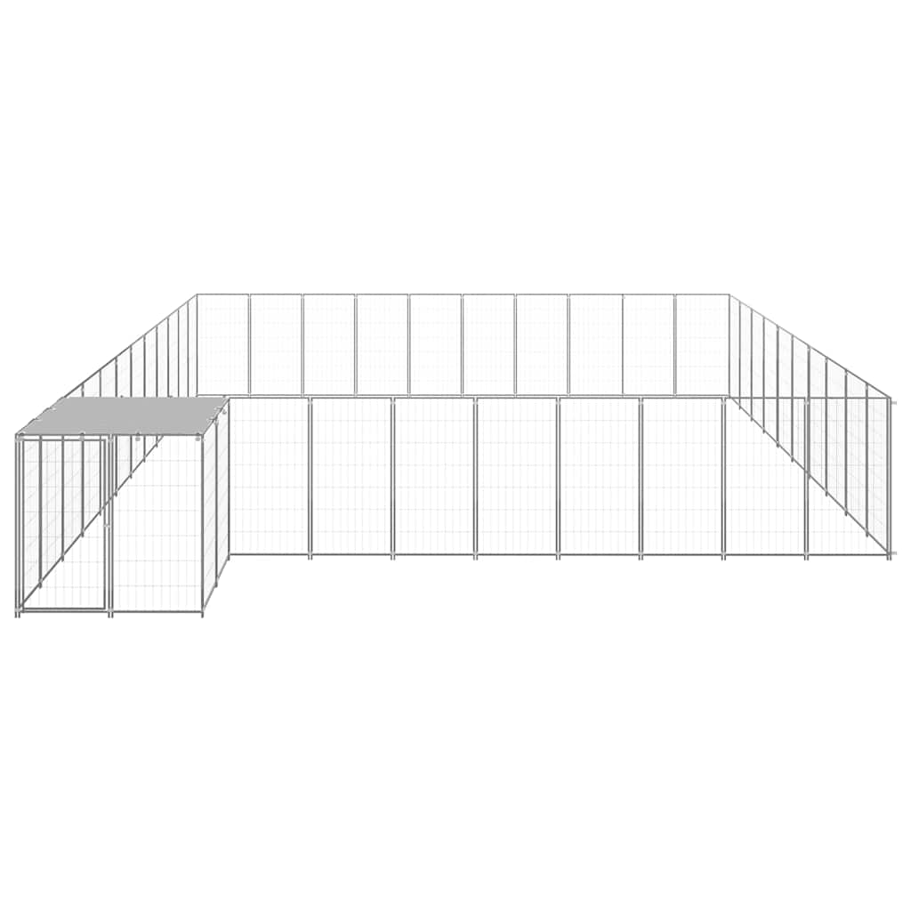 vidaXL Dog Kennel | Silver, Silver Grey | Polyethylene, Powder-Coated Steel 2