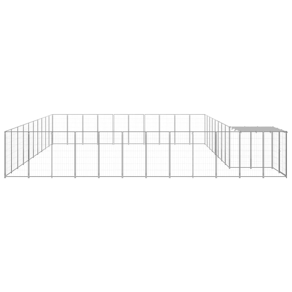 vidaXL Dog Kennel | Silver, Silver Grey | Polyethylene, Powder-Coated Steel 3