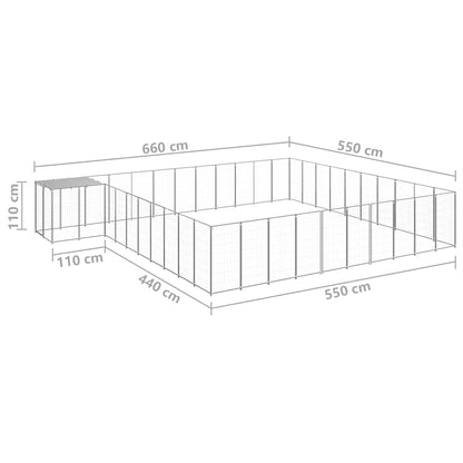 vidaXL Dog Kennel | Silver, Silver Grey | Polyethylene, Powder-Coated Steel 6