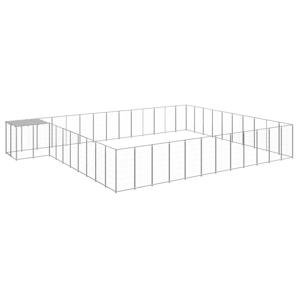 vidaXL Dog Kennel | Silver | Coated Steel | Large | Durable | Dog Kennel 2