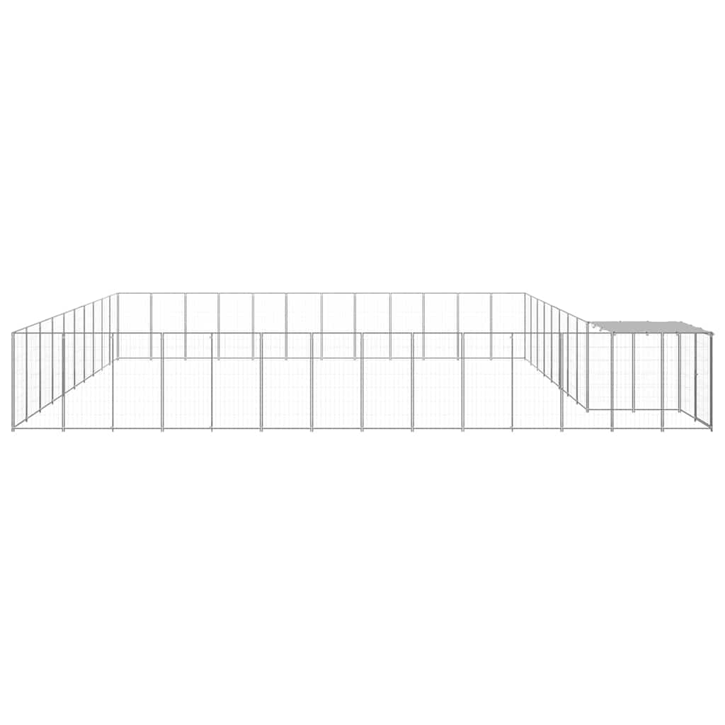 vidaXL Dog Kennel | Silver | Coated Steel | Large | Durable | Dog Kennel 4