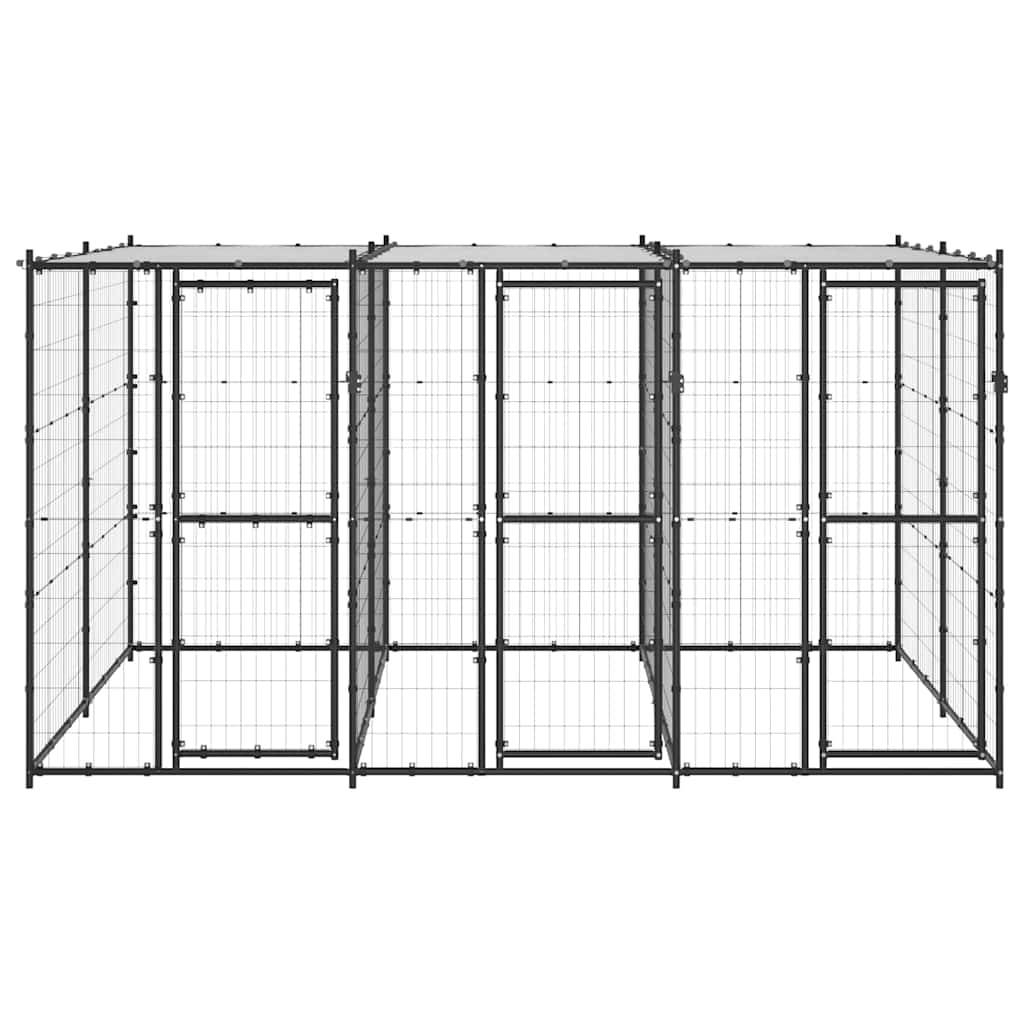 vidaXL Dog Kennel | Black and silver | Powder-coated steel | 7.26 m² | Durable 2