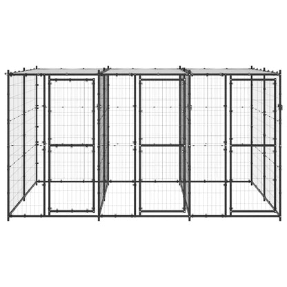 vidaXL Dog Kennel | Black and silver | Powder-coated steel | 7.26 m² | Durable 2
