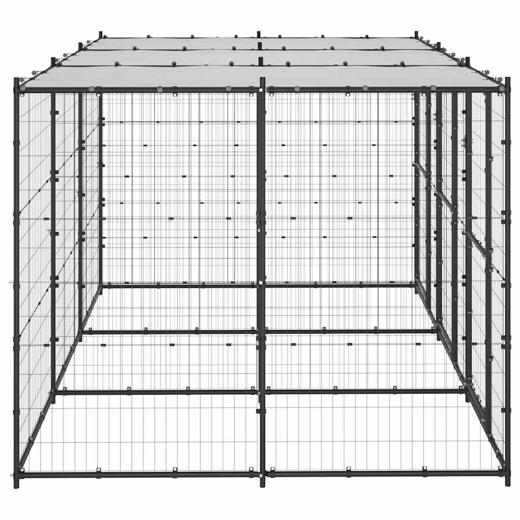 vidaXL Dog Kennel | Black and silver | Powder-coated steel | 7.26 m² | Durable 3