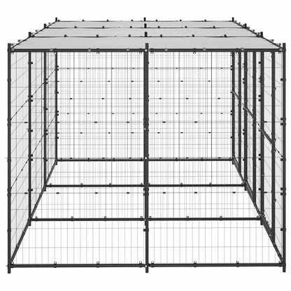 vidaXL Dog Kennel | Black and silver | Powder-coated steel | 7.26 m² | Durable 3