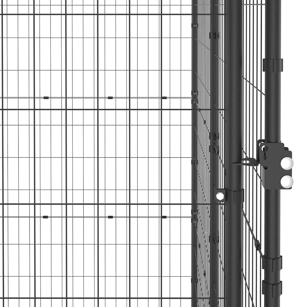 vidaXL Dog Kennel | Black and silver | Powder-coated steel | 7.26 m² | Durable 5