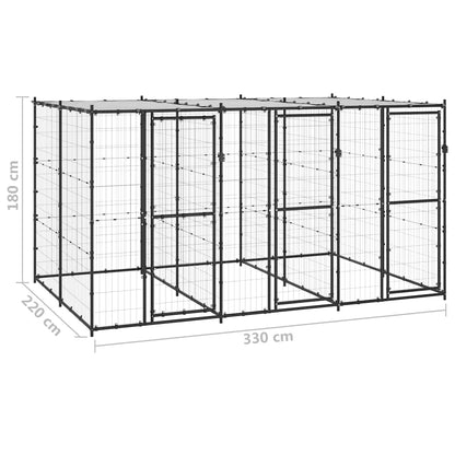 vidaXL Dog Kennel | Black and silver | Powder-coated steel | 7.26 m² | Durable 6