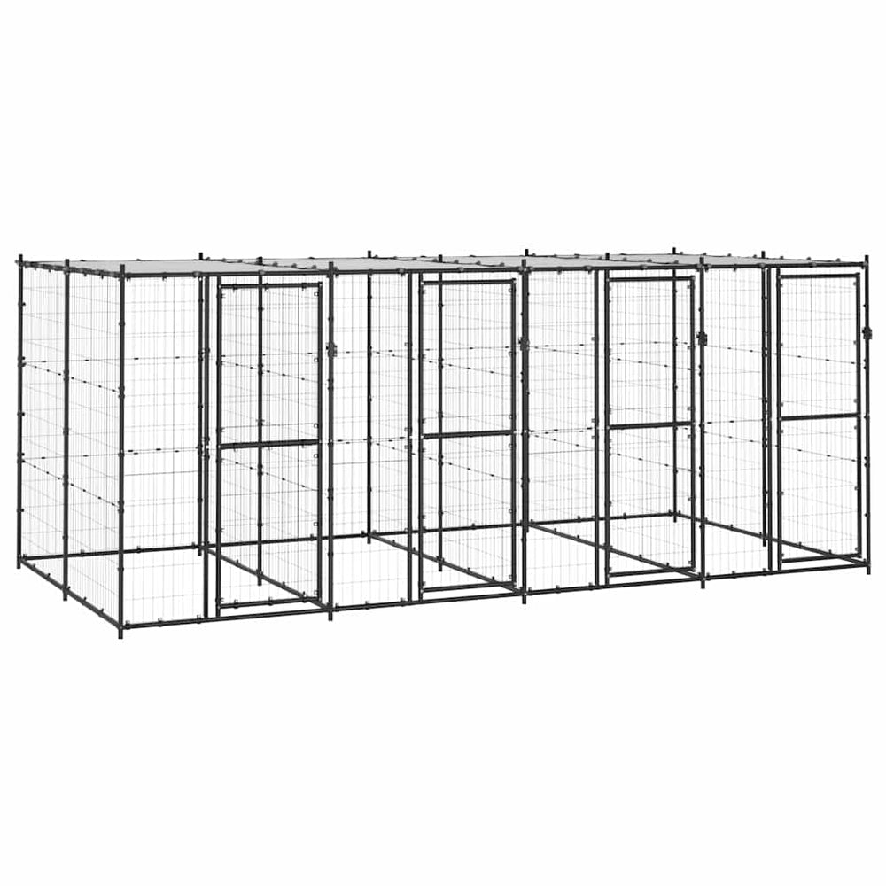 vidaXL Outdoor Dog Kennel Steel with Roof 9,68 m²
