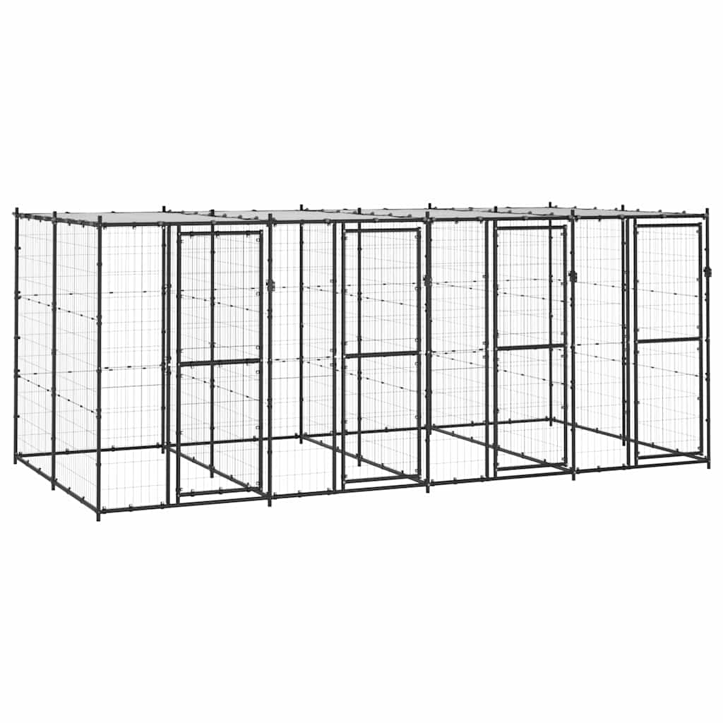 vidaXL Outdoor Dog Kennel Steel with Roof 9,68 m² 1