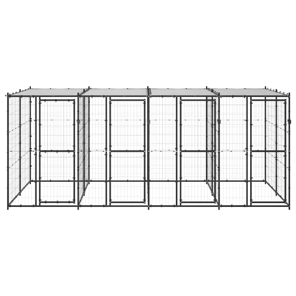 vidaXL Outdoor Dog Kennel Steel with Roof 9,68 m² 2