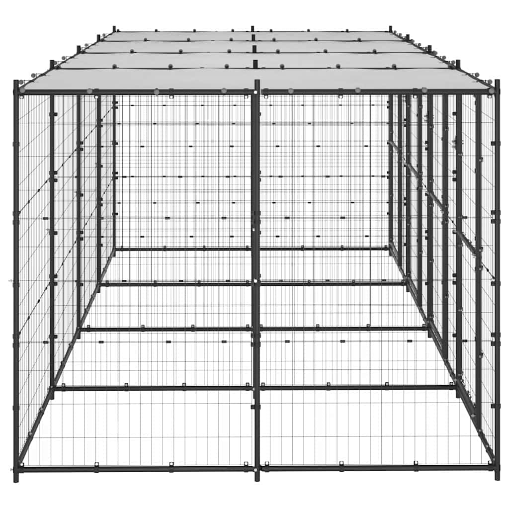 vidaXL Outdoor Dog Kennel Steel with Roof 9,68 m² 3