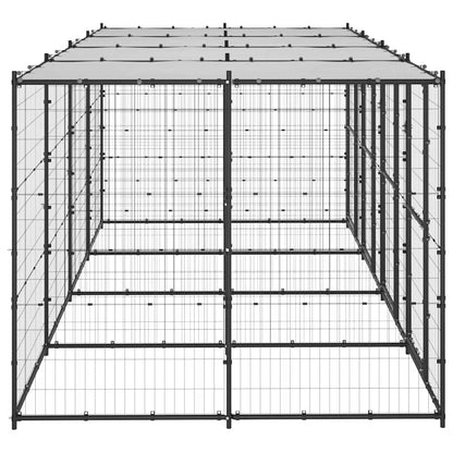 vidaXL Outdoor Dog Kennel Steel with Roof 9,68 m² 3