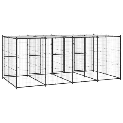 vidaXL Outdoor Dog Kennel Steel with Roof 9,68 m² 4