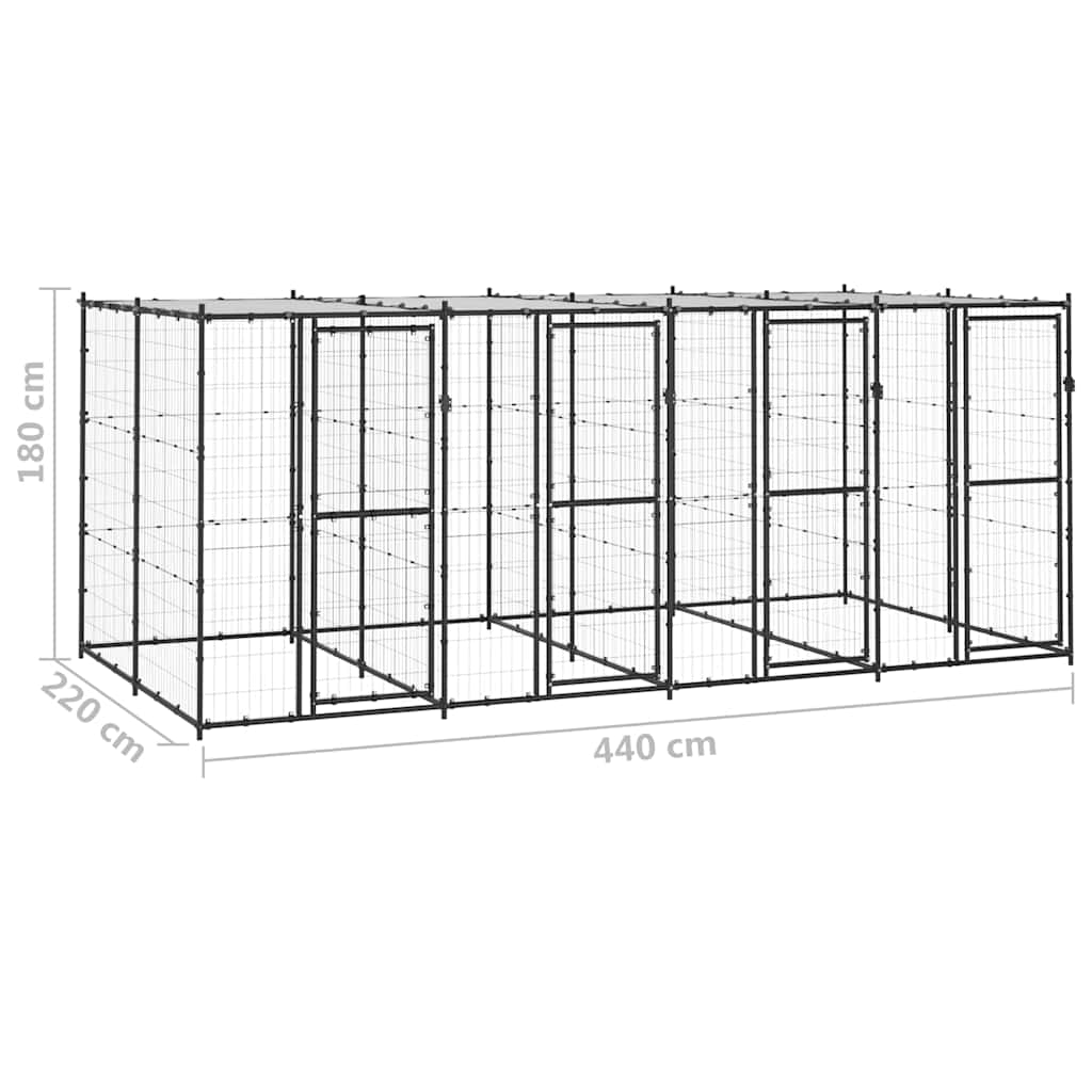 vidaXL Outdoor Dog Kennel Steel with Roof 9,68 m² 6