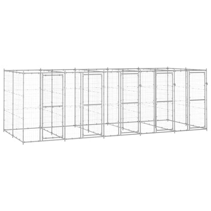 vidaXL Dog Kennel | Silver | Galvanised Steel | 12.1 m² | Durable | Dog Kennel 1