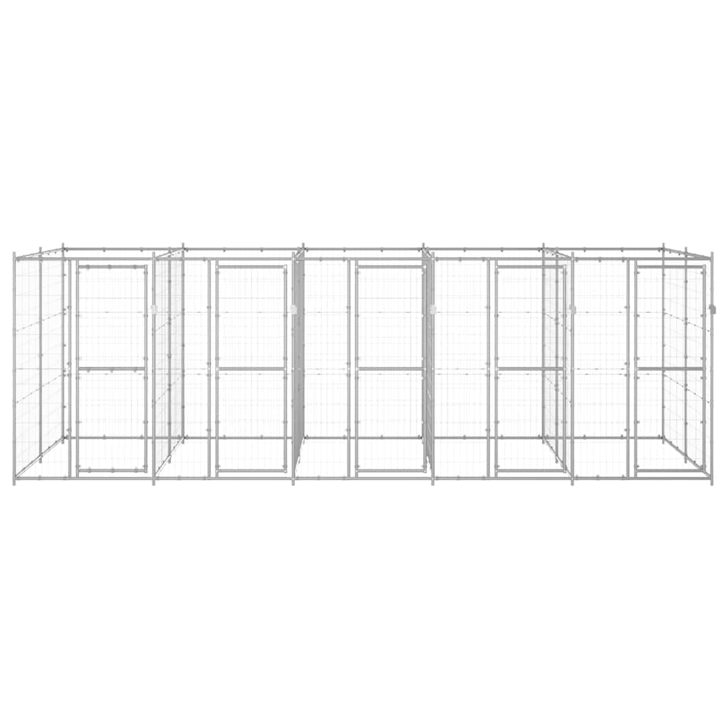 vidaXL Dog Kennel | Silver | Galvanised Steel | 12.1 m² | Durable | Dog Kennel 2