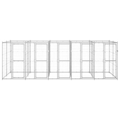 vidaXL Dog Kennel | Silver | Galvanised Steel | 12.1 m² | Durable | Dog Kennel 2