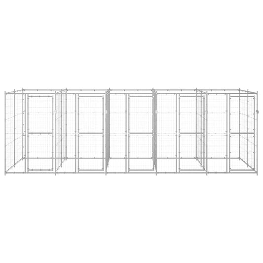 vidaXL Dog Kennel | Silver | Galvanised Steel | 12.1 m² | Durable | Dog Kennel 2