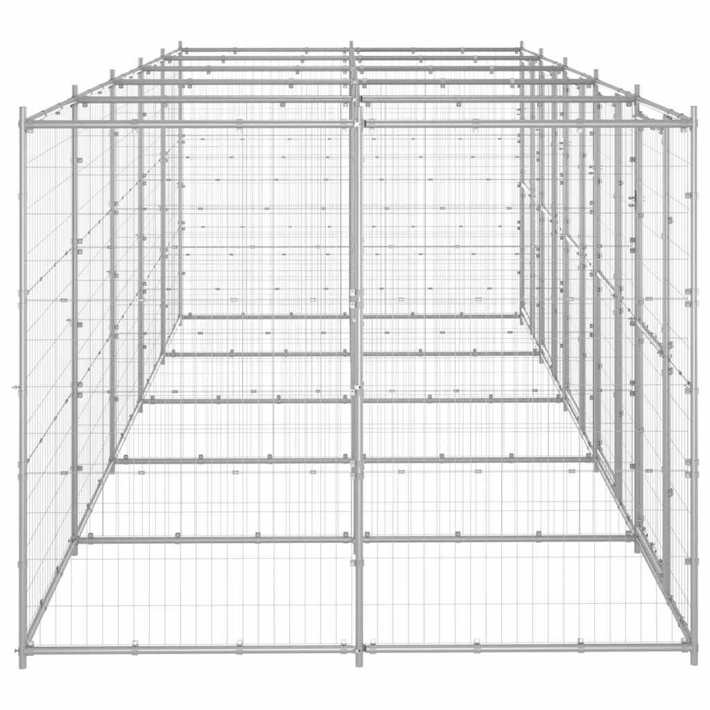 vidaXL Dog Kennel | Silver | Galvanised Steel | 12.1 m² | Durable | Dog Kennel 3