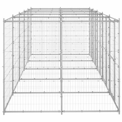 vidaXL Dog Kennel | Silver | Galvanised Steel | 12.1 m² | Durable | Dog Kennel 3