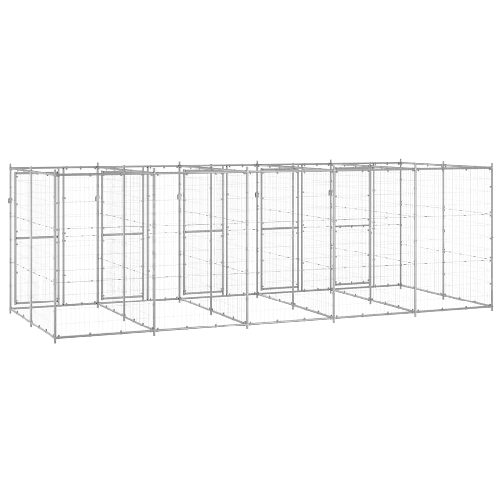 vidaXL Dog Kennel | Silver | Galvanised Steel | 12.1 m² | Durable | Dog Kennel 4