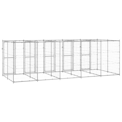 vidaXL Dog Kennel | Silver | Galvanised Steel | 12.1 m² | Durable | Dog Kennel 4