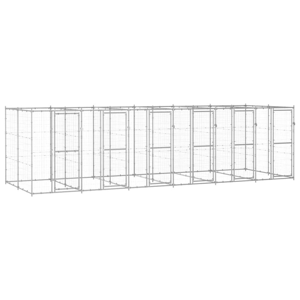 vidaXL Outdoor Dog Kennel Galvanised Steel 14,52 m²