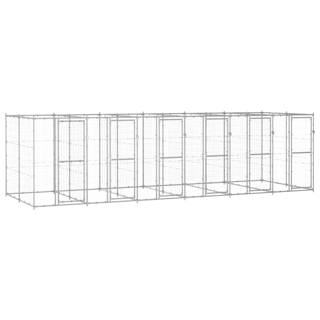 vidaXL Outdoor Dog Kennel Galvanised Steel 14,52 m² 1